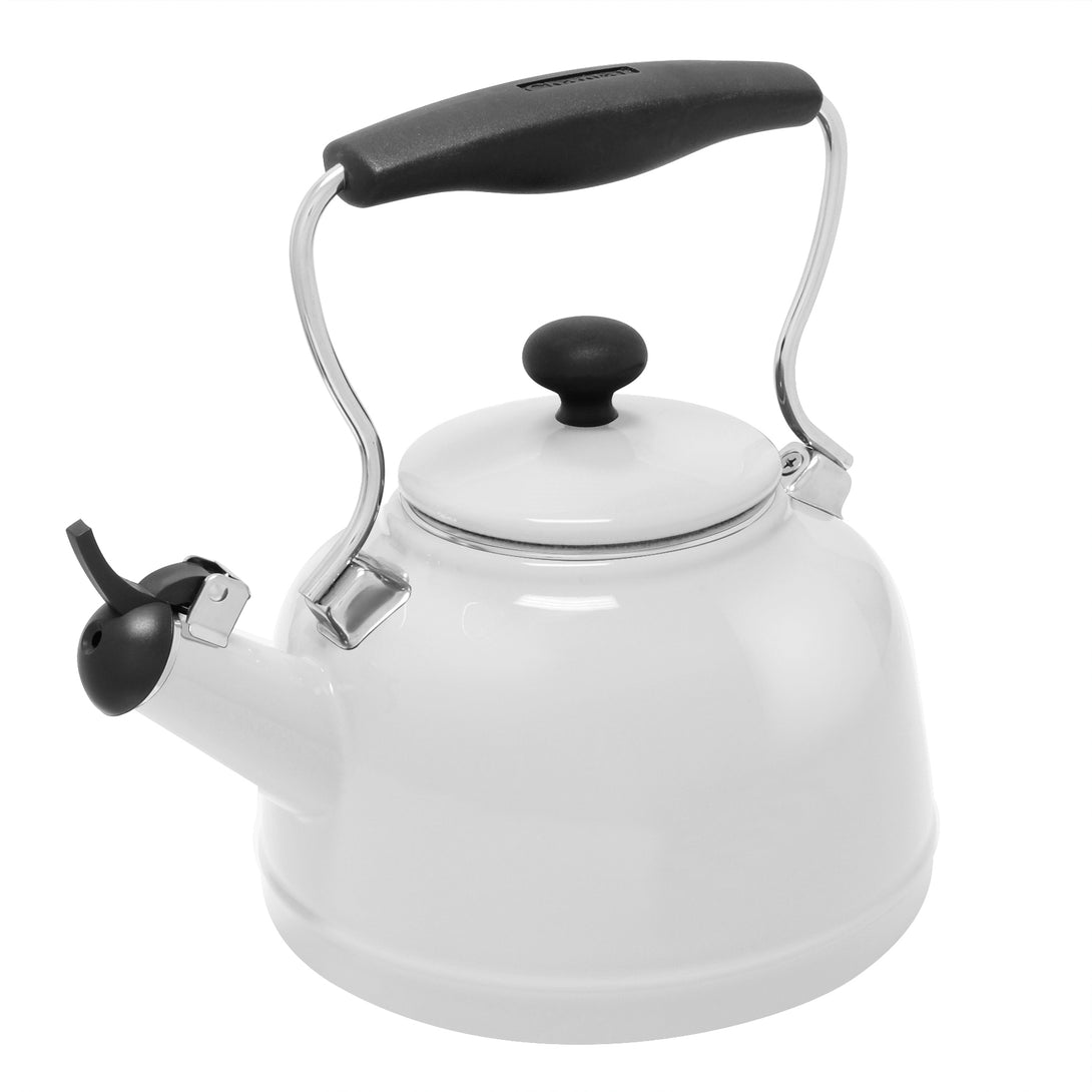 Enamel-on-Steel Vintage Teakettle Collection 1.7 Quarts in white