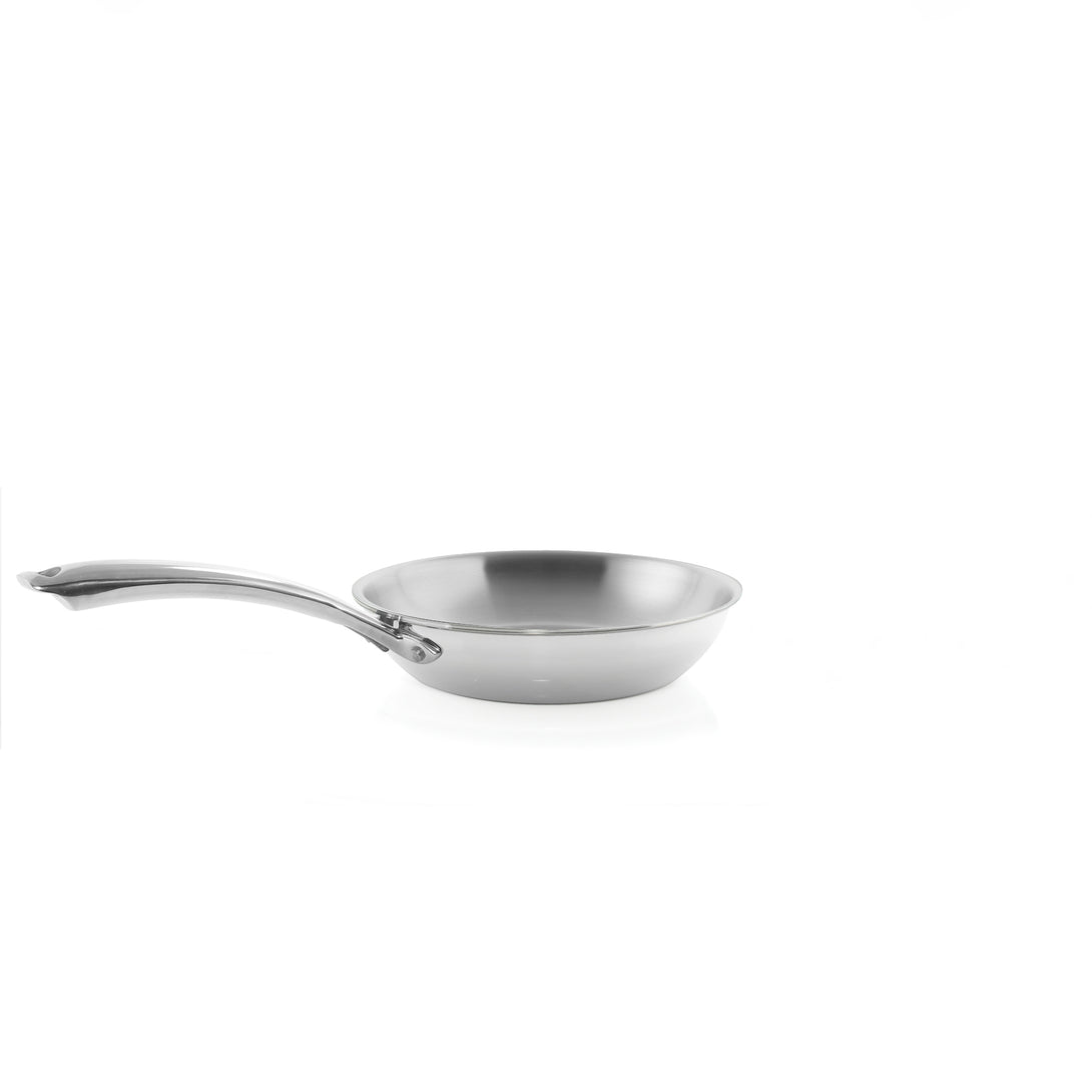 3.clad fry pan tri-ply polished 8 inch