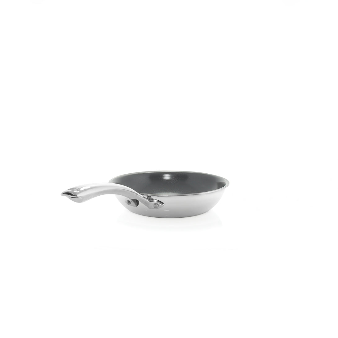 3.clad fry pan tri-ply ceramic coated polished 8 inch