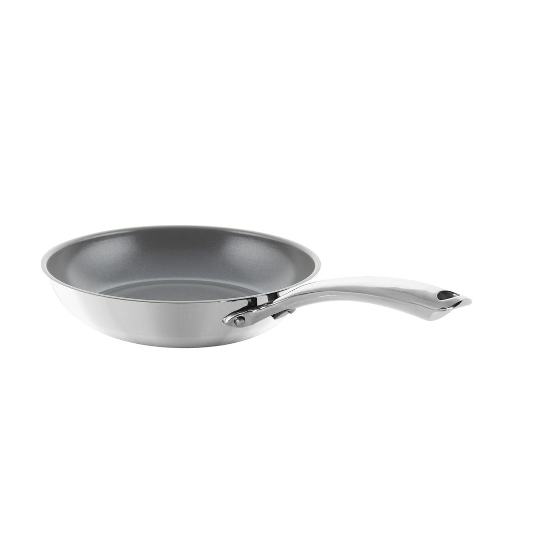 3.clad fry pan tri-ply ceramic coated polished 10 inch