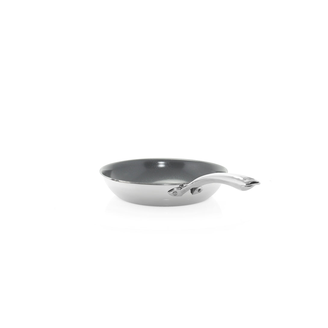 3.clad fry pan tri-ply ceramic coated polished 10 inch