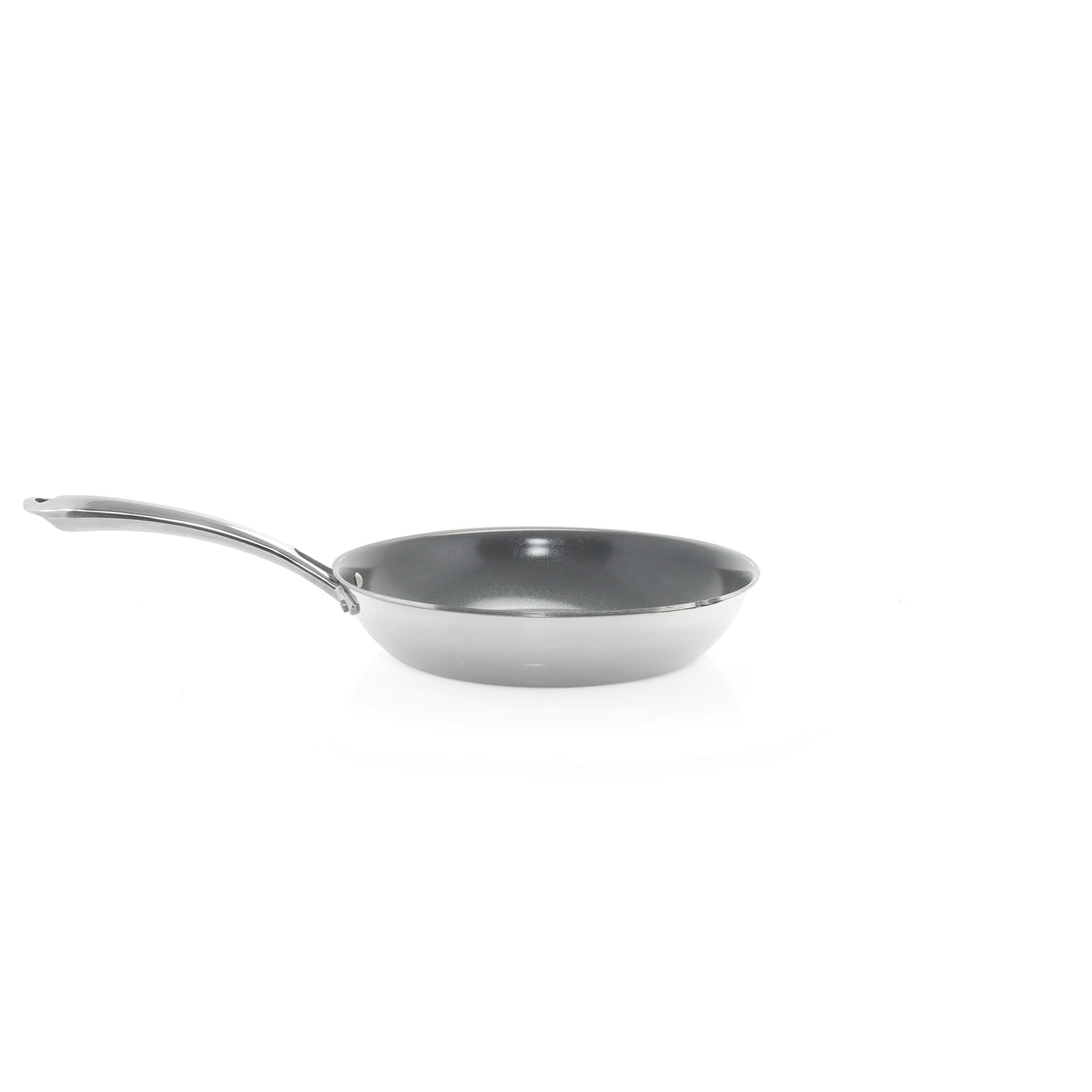 3.clad fry pan tri-ply ceramic coated polished 10 inch