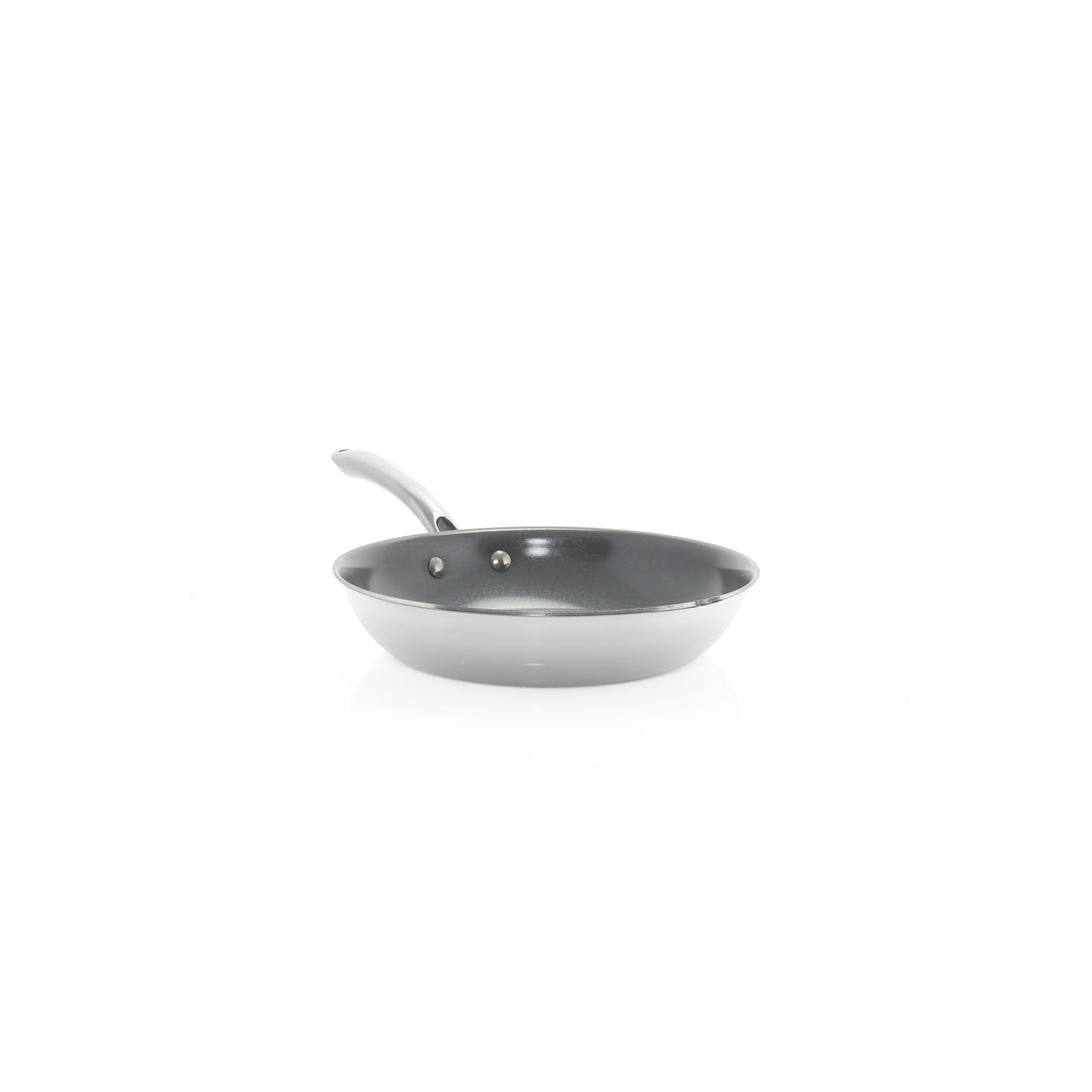 3.clad fry pan tri-ply ceramic coated polished 10 inch