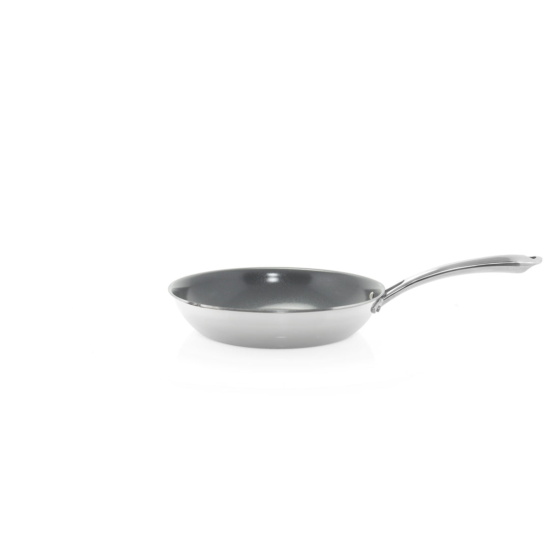 3.clad fry pan tri-ply ceramic coated polished 10 inch