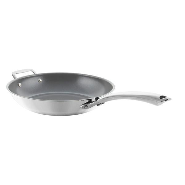 3.clad fry pan tri-ply ceramic coated polished 11 inch