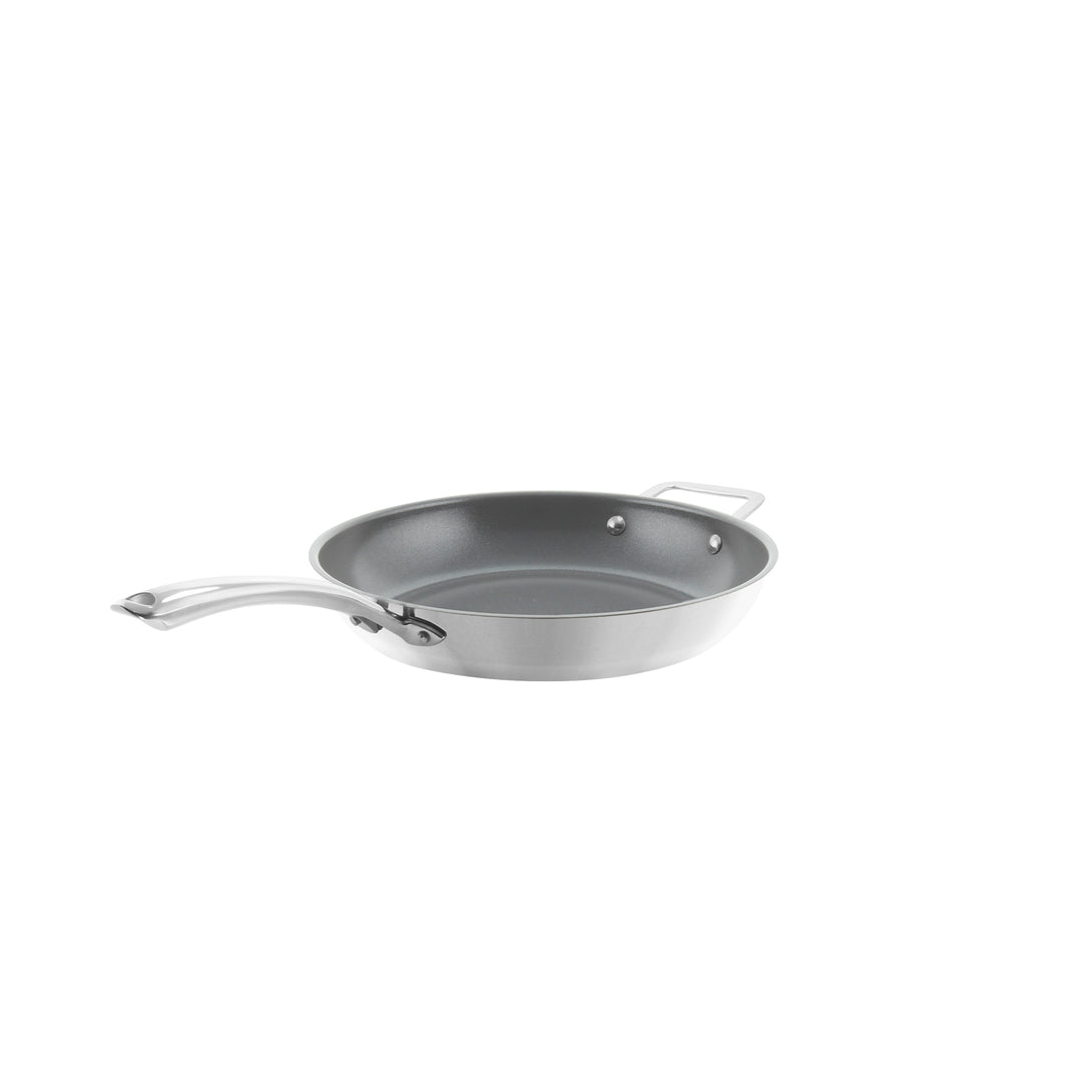 3.clad fry pan tri-ply ceramic coated polished 11 inch