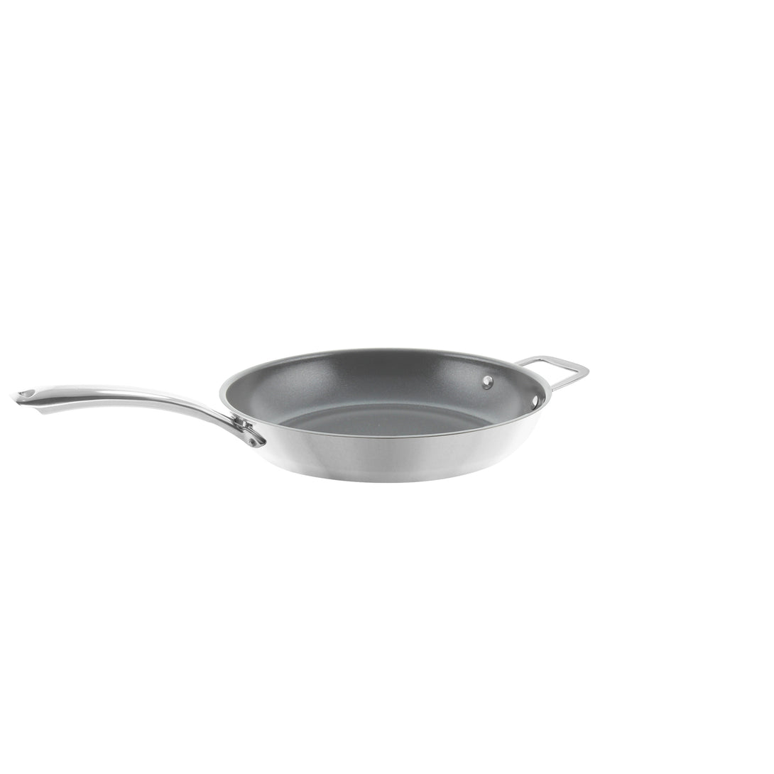 3.clad fry pan tri-ply ceramic coated polished 11 inch