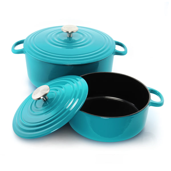 sea blue cast iron dutch oven set 3 and 7 quart cast iron dutch ovens