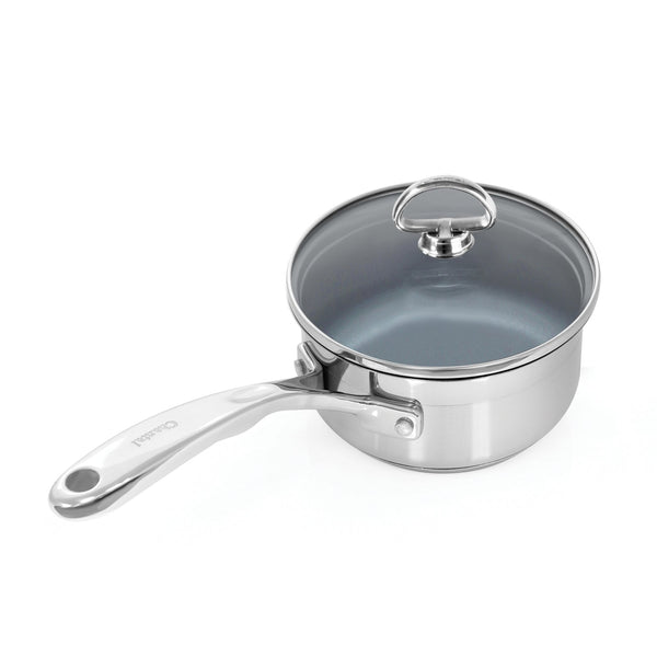 Induction 21 Steel Ceramic Coated Saucepan with Lid 1 Quart